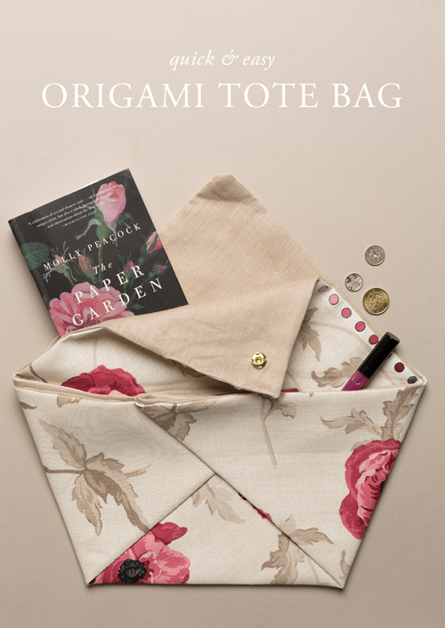quick and easy origami tote bag with Laura Ashley fabric