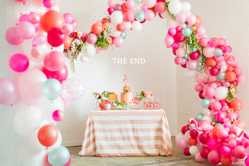 Flamingo Pop. A bridal collaboration with BHLDN and The House That Lars Built. Balloon installation by Brittany Watson Jepsen. Florals by Ashley Beyer of Tinge Floral. Photo by Jessica Peterson.