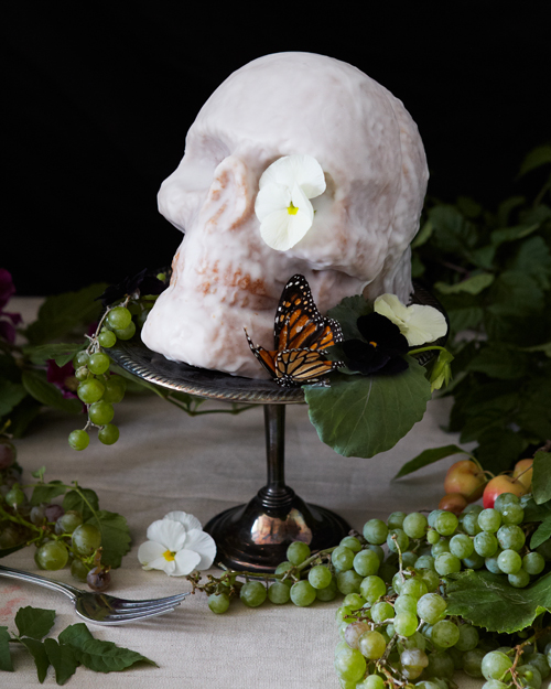 Vanilla Bean Skull Cake for Halloween