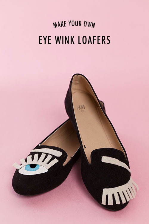 Make your own eye wink slipper shoes
