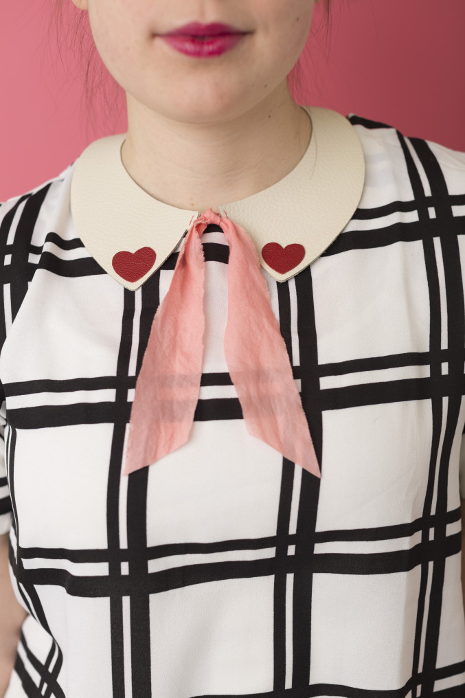 Valentine's Day leather heart Peter Pan collar