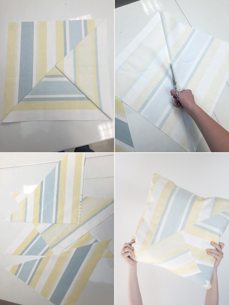 how to make a diagonal striped pillow
