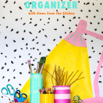 DIY desktop organizer with items from your kitchen