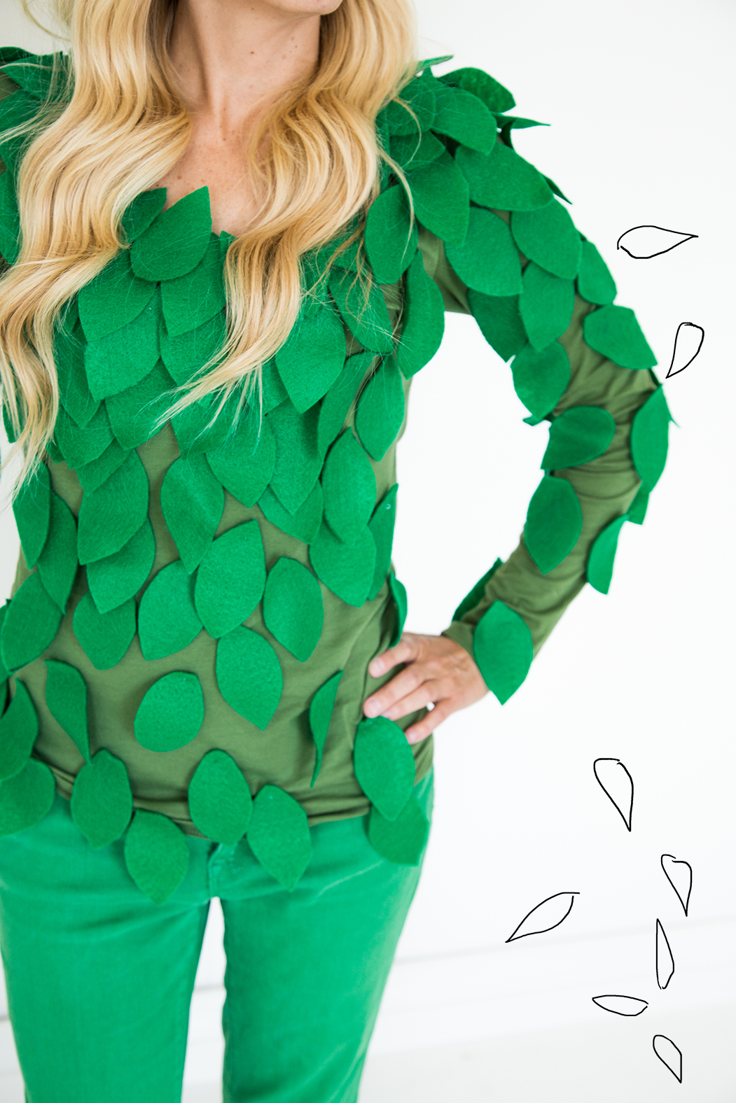 The Giving Tree Halloween costumes for parent and child along with a coordinating trick-or-treat bag
