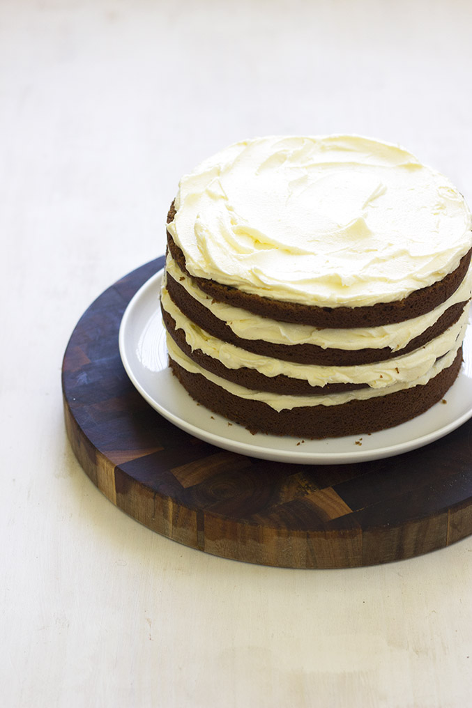 Gingerbread layer cake with lemon butter cream