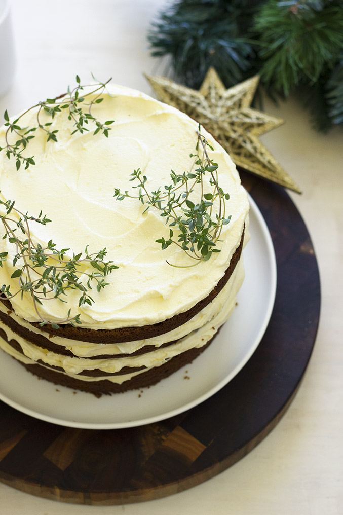 Gingerbread layer cake with lemon butter cream