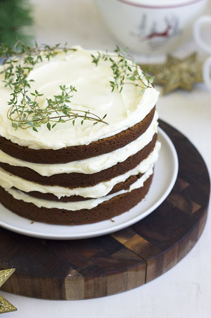 Gingerbread layer cake with lemon buttercream