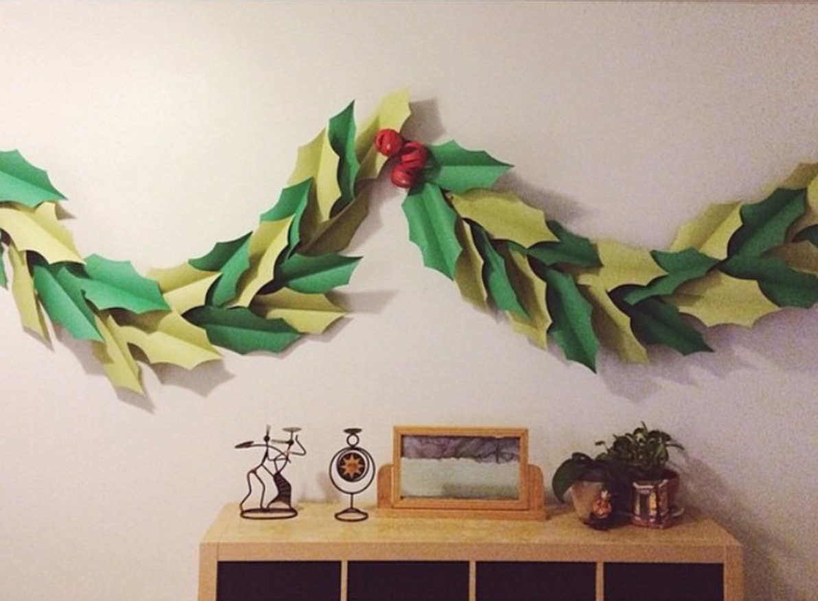 Oversized holly and berry garland