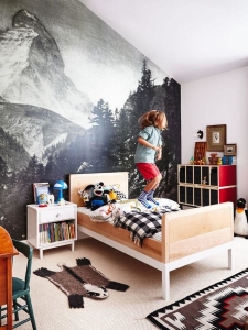 matterhorn wallpaper kids bedroom boy jumping