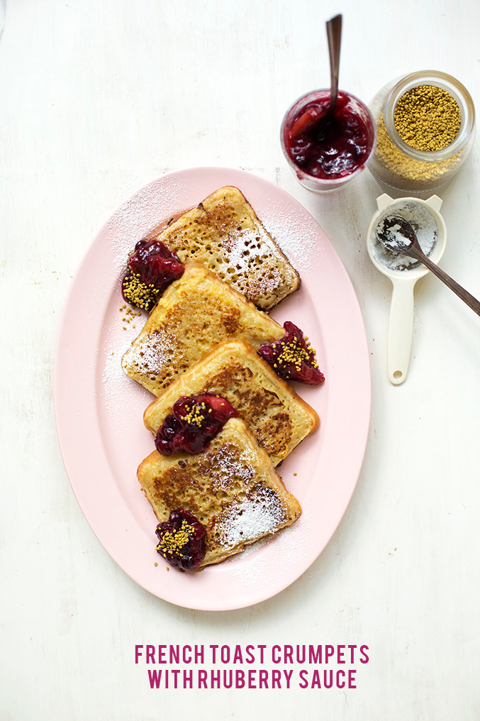 French Toast Crumpets with Rhuberry Sauce