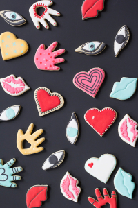 Hearts hands eyes lips cookies