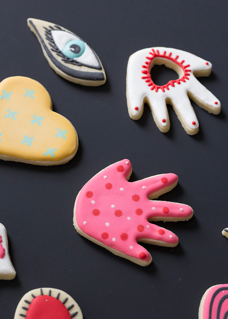 Hearts hands eyes lips cookies Valentine's Day cookies