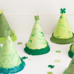 DIY marbled shamrock party hats for St. Patrick’s Day