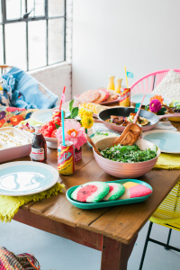 Colorful Mexican Dinner with Joss and Main Dinnerware and Wayfair Chairs