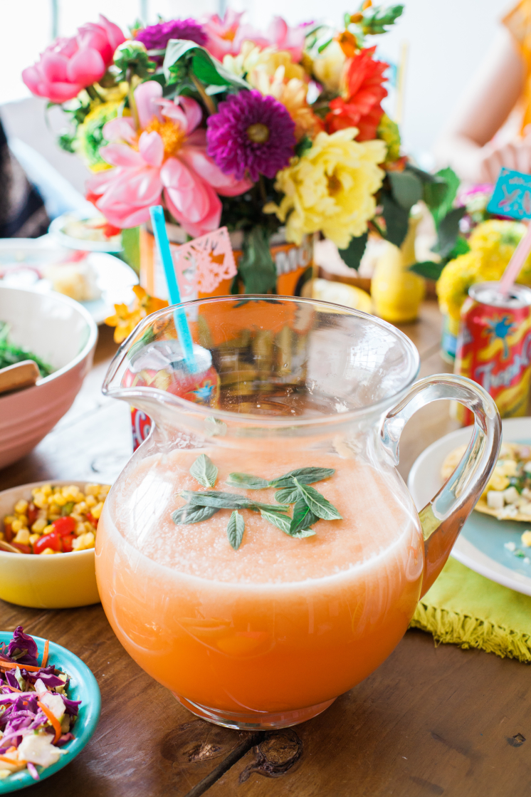 cantaloupe agua fresca with mint, mexican juice, punch