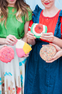 Brittany and friends with colorful mexican cookies