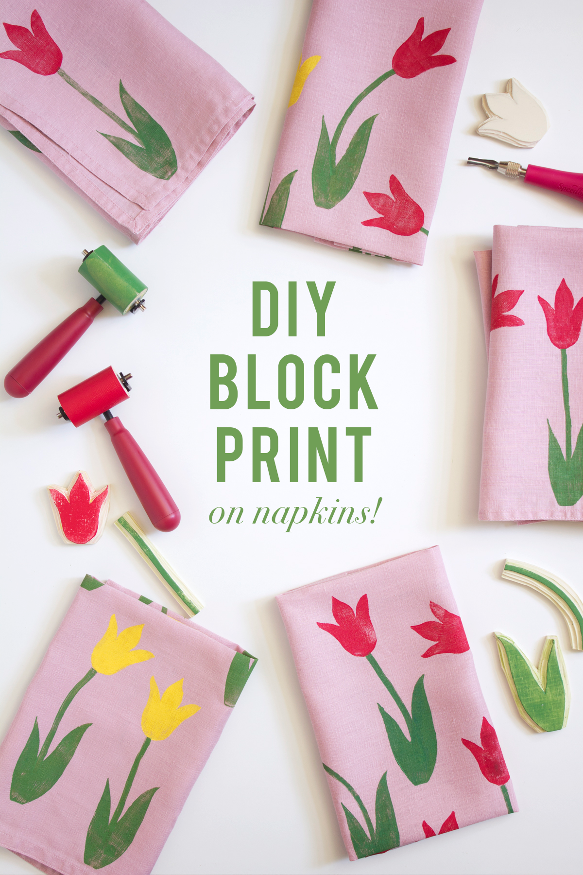 block print tulip napkins 