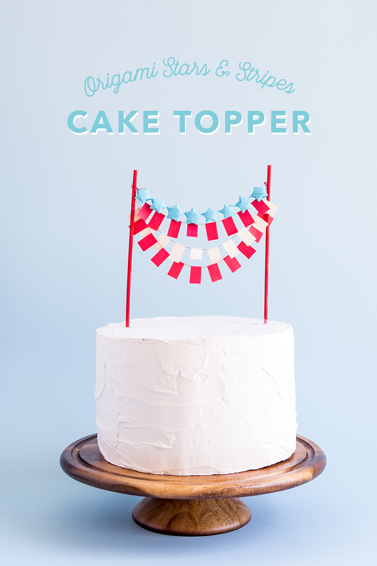 Origami stars and stripes cake topper 