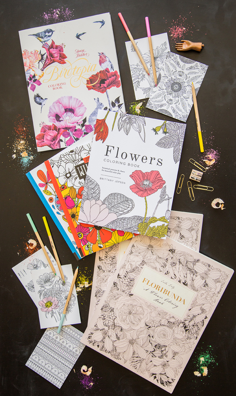 5 Floral coloring books