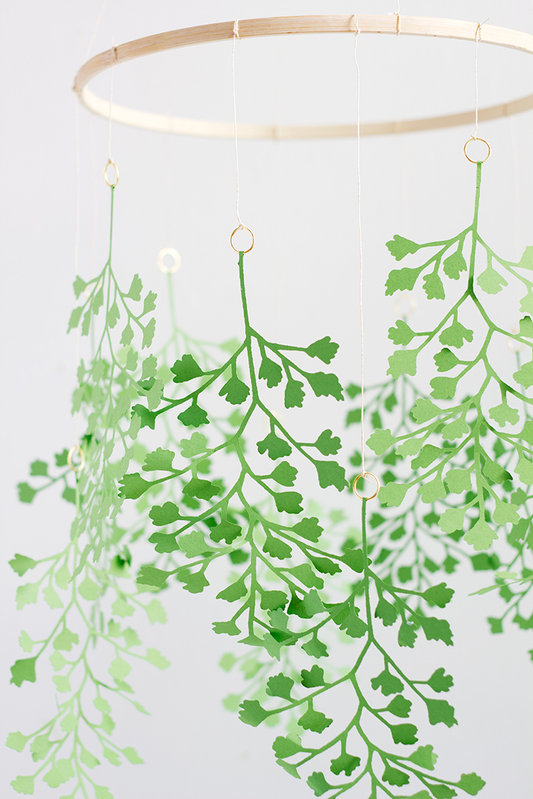 DIY paper maidenhair fern mobile