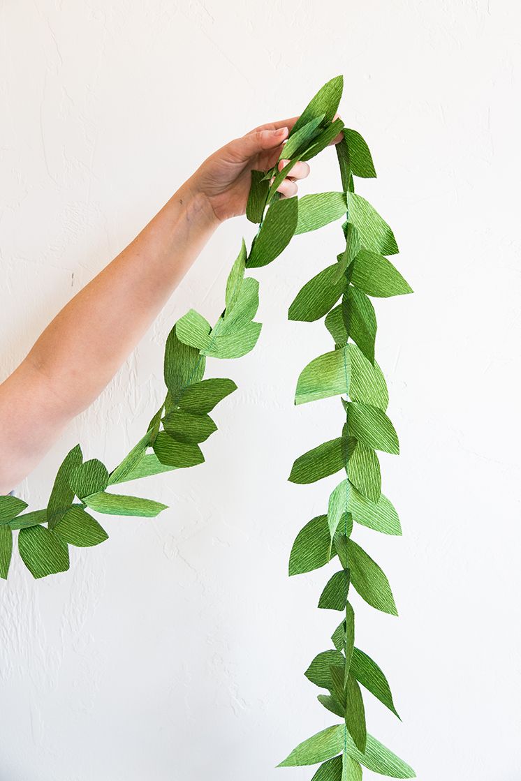 DIY green leaf paper garland