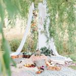 Boho tent with Crate and Barrel copper collection
