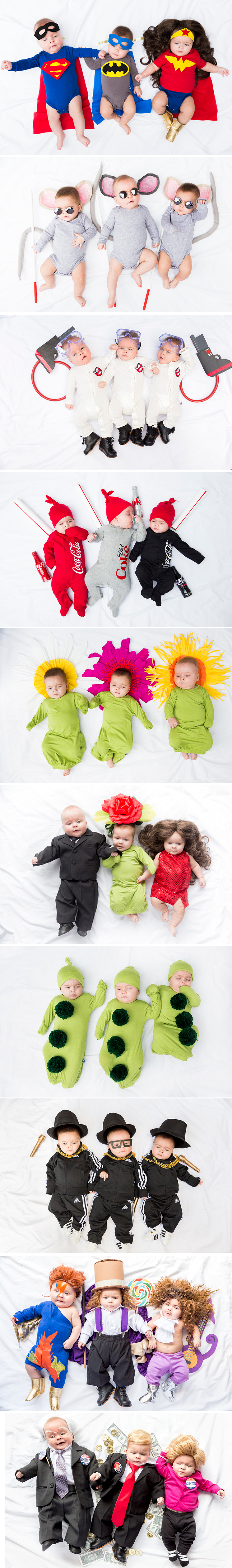 Triplets baby costumes for Halloween