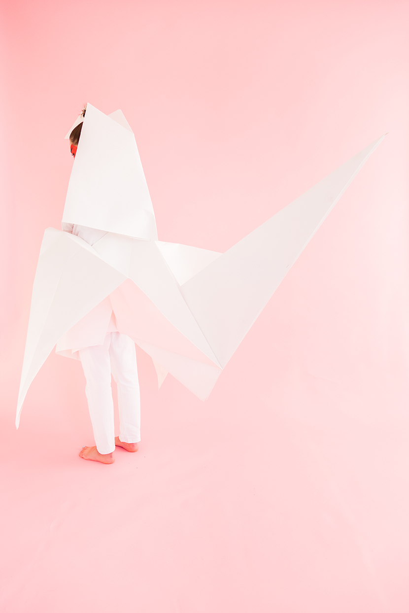 DIY origami paper crane costume