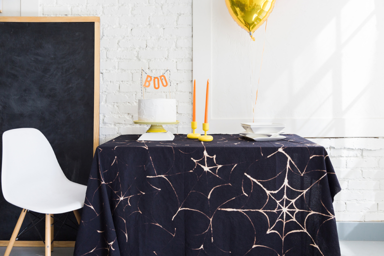 DIY Spider Web tablecloth