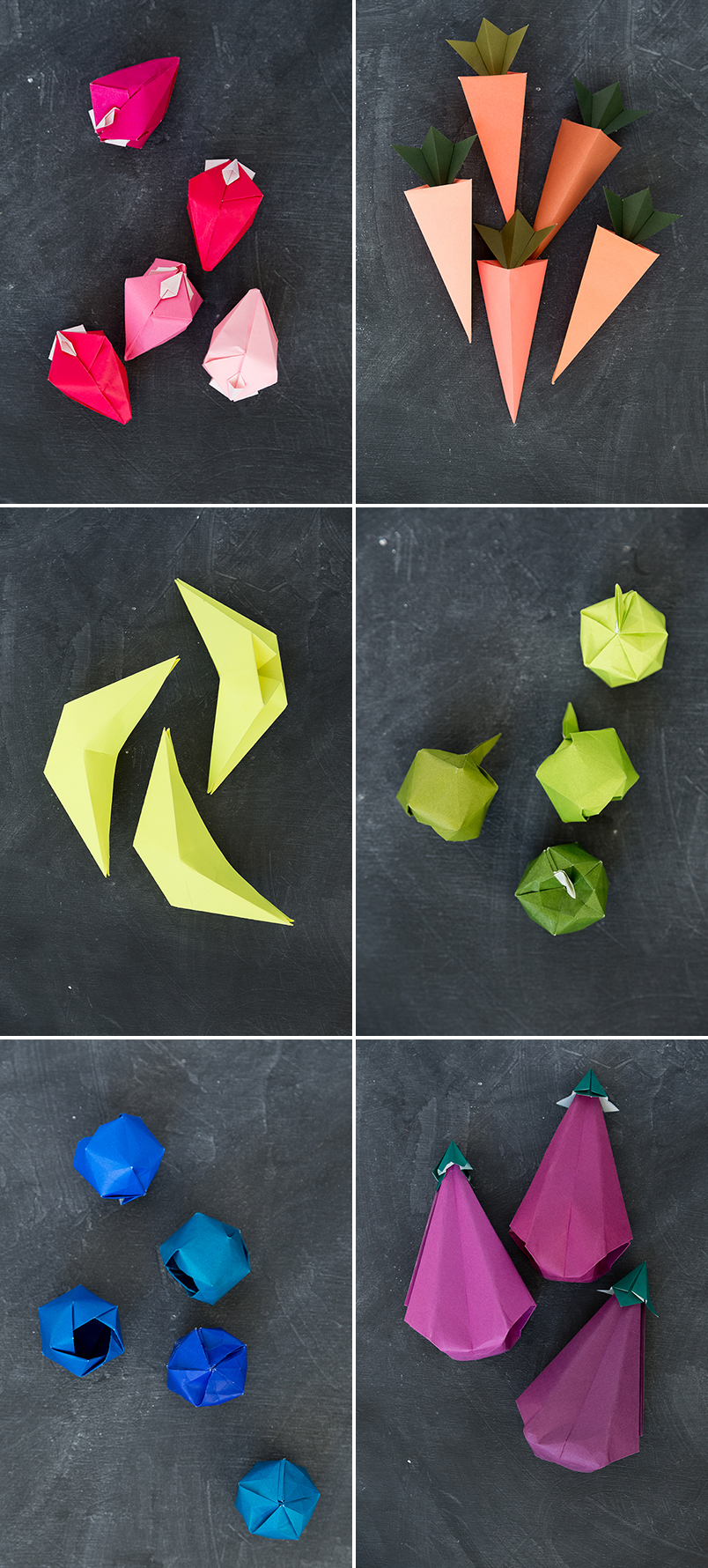 Origami Fruits in rainbow