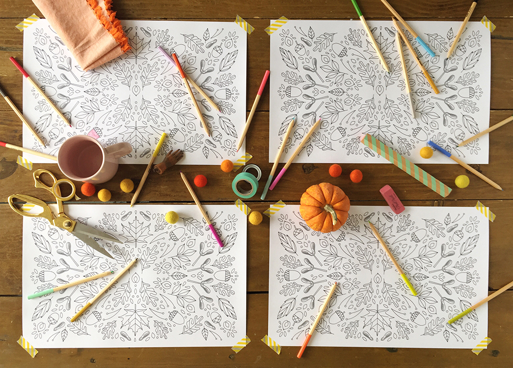 Thanksgiving printable placemat coloring page from The House That Lars Built