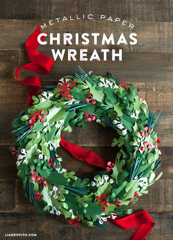 Metallic paper christmas wreath