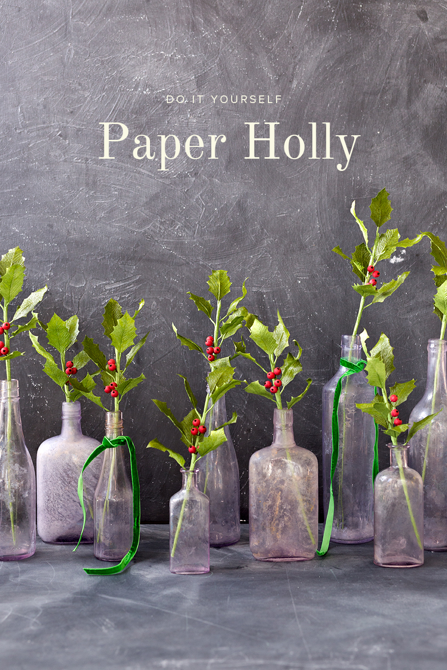 DIY Paper Holly boughs