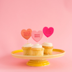 Conversation heart cupcake toppers