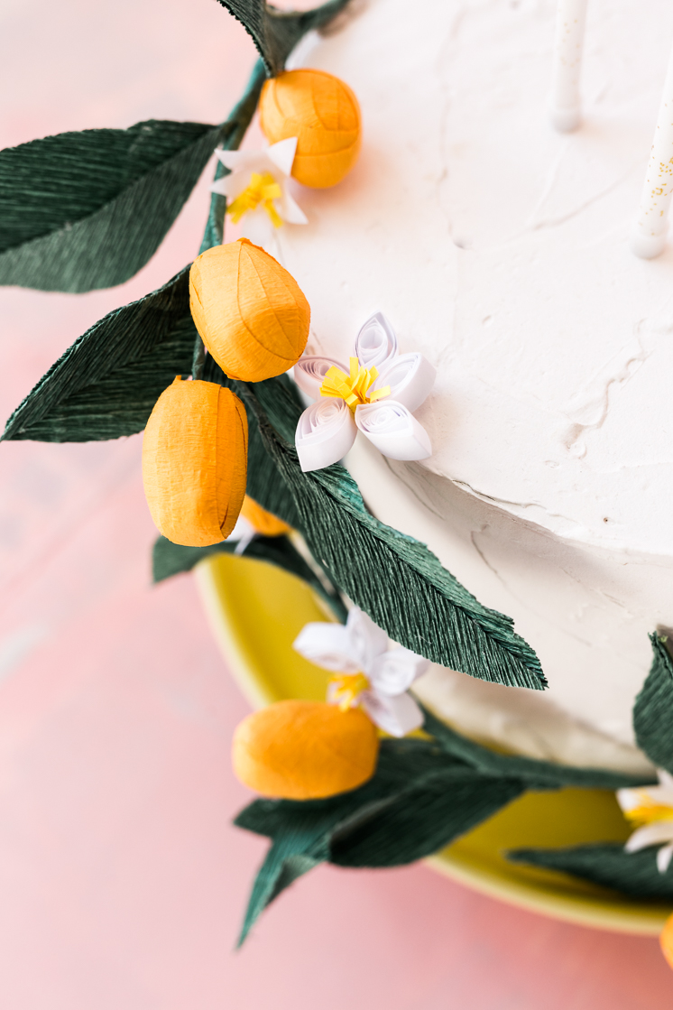 Paper Kumquat and Quilled Flower Cake