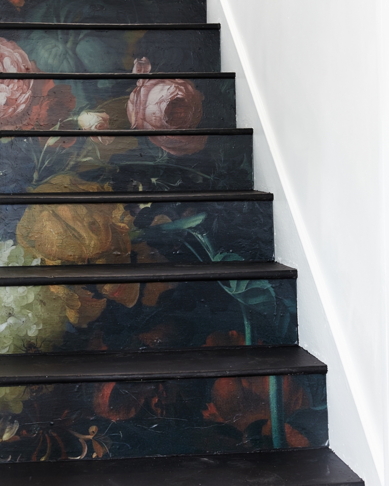 DIY floral staircase from Old Home Love