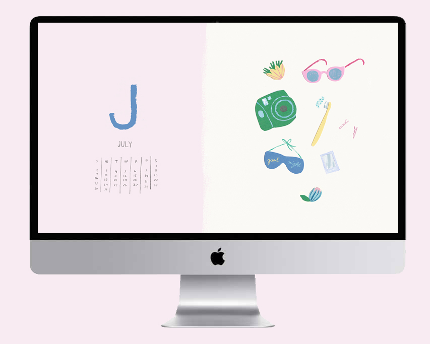 JUly 2017 desktop wallpaper and calendar 