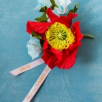 Paper Flower Corsage with custom ribbon