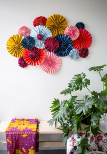 DIY layered paper fan wall decoration