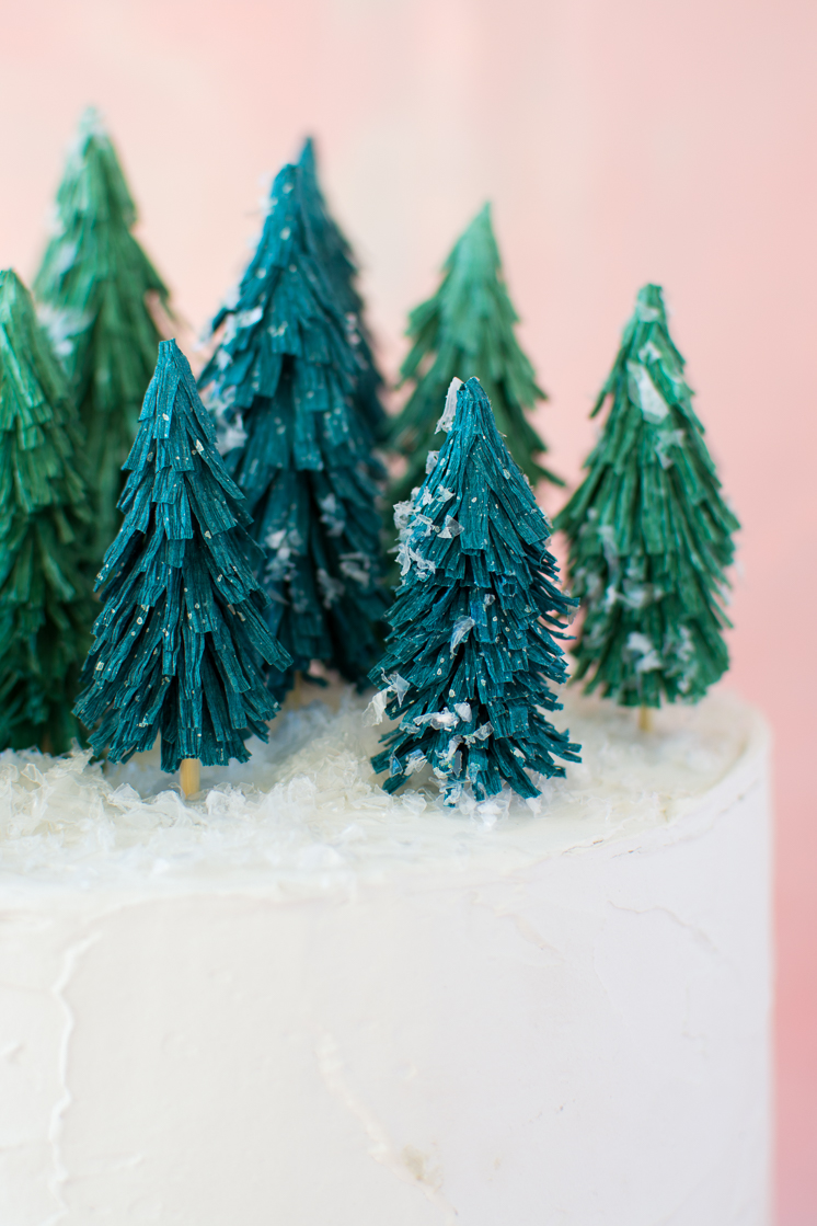 Crepe Paper Christmas Tree Cake Topper