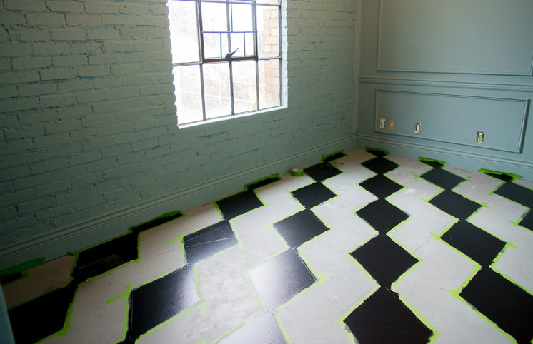 One Room Challenge Week 6: DIY Tumbling Block Painted Tile