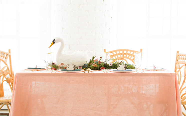 Swans a swimming tablescape