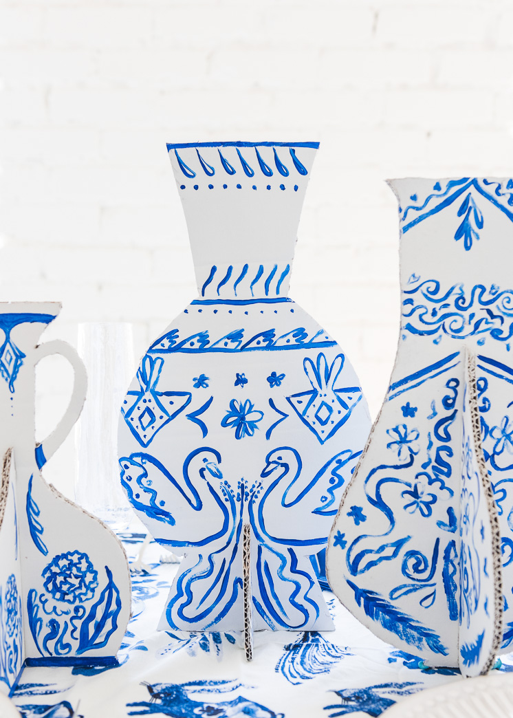 DIY Painted Cardboard Vases