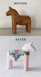 DIY Dala horse before and after