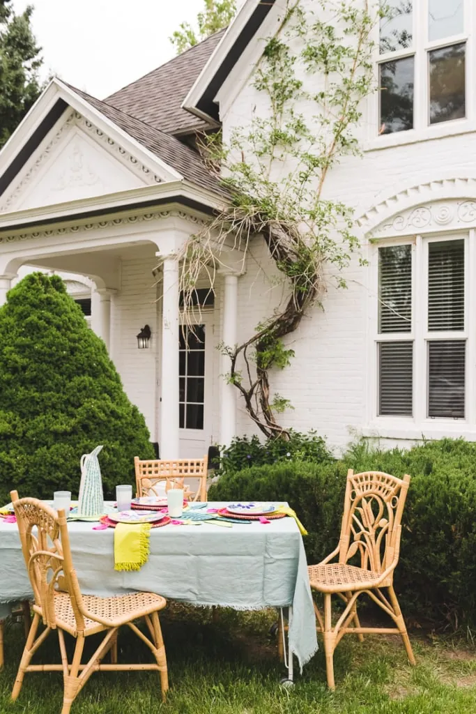 House during summer with an outdoor table set