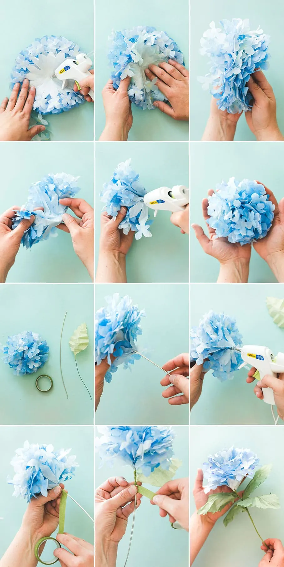 DIY How to Wrap Flower Bouquet Using Kraft Paper [Felt Hydrangea