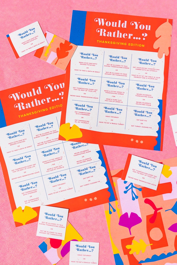 Would you rather printable games on a pink background.