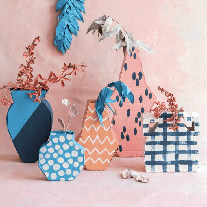 DIY cardboard vases for creative crafts while social distancing