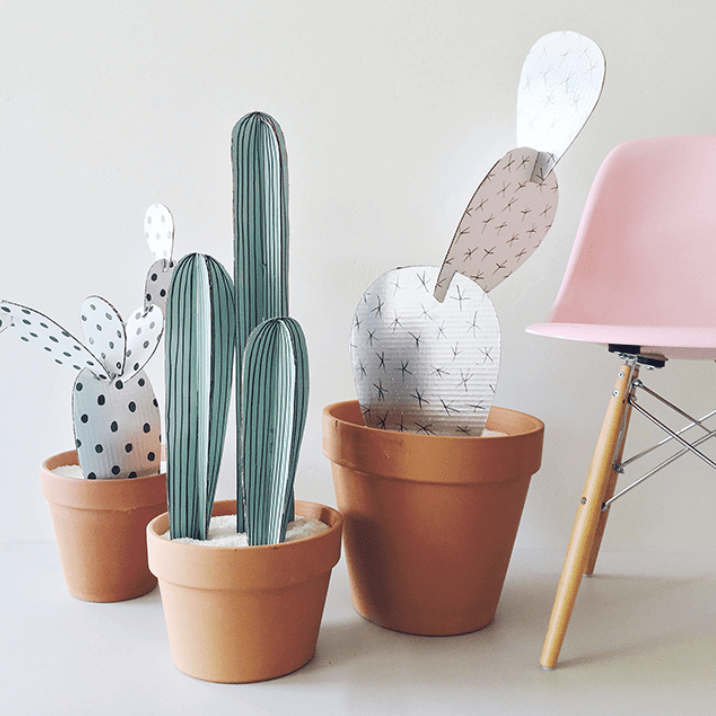 DIY cardboard social distancing crafts cacti