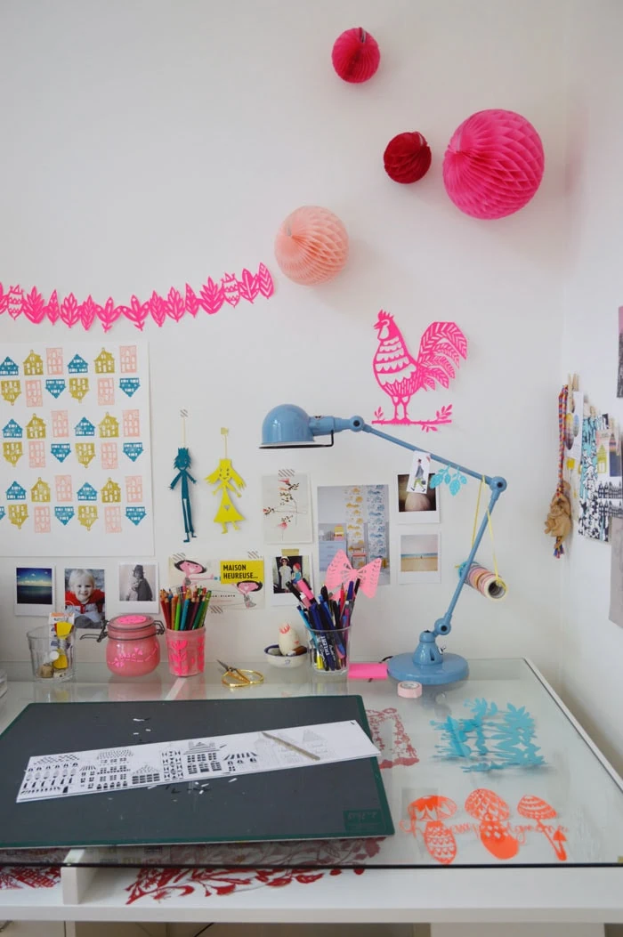 Papercut art studio and home office of Julie Summerbelle